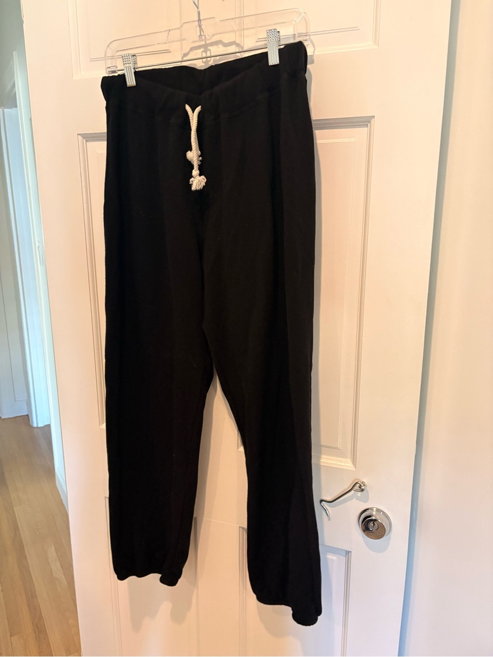 perfectwhitetee Black Jogger Pants with White Drawstring